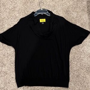 St John Black Short-Sleeve Cowl Neck Top